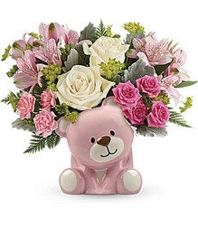 Precious Pink Bear Bouquet Flower Power, Florist Davenport FL